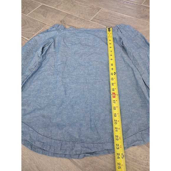 Free People Off The Shoulder Denim Chambray Long Sleeve Top Linen Cotton Small - Picture 4 of 8